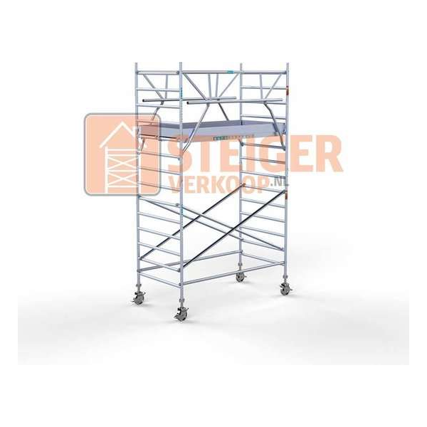 Rolsteiger Standaard 135x250 5,2m werkhoogte carbon vloer + dubbele voorloopleuning Rolsteiger Standaard 135x250 5,2m werkhoogte carbon vloer + dubbele voorloopleuning