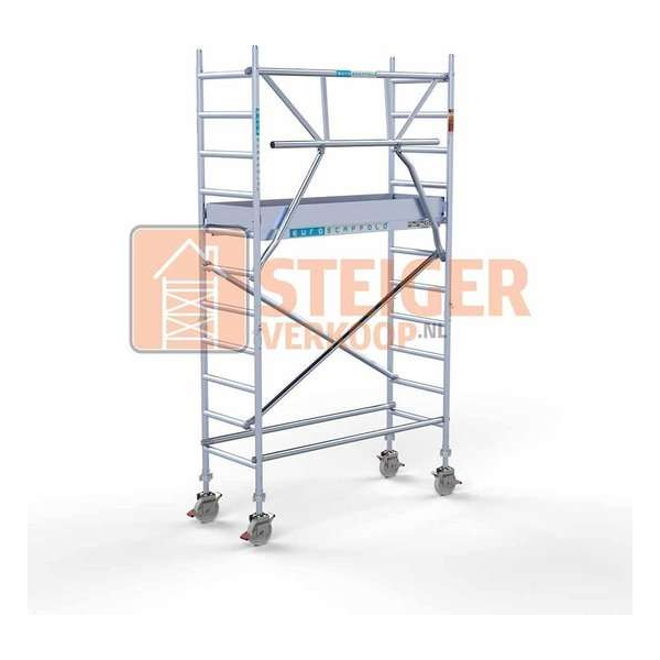 Rolsteiger Standaard 75x190 4,2m werkhoogte carbon vloer + enkele voorloopleuning Rolsteiger Standaard 75x190 4,2m werkhoogte carbon vloer + enkele voorloopleuning