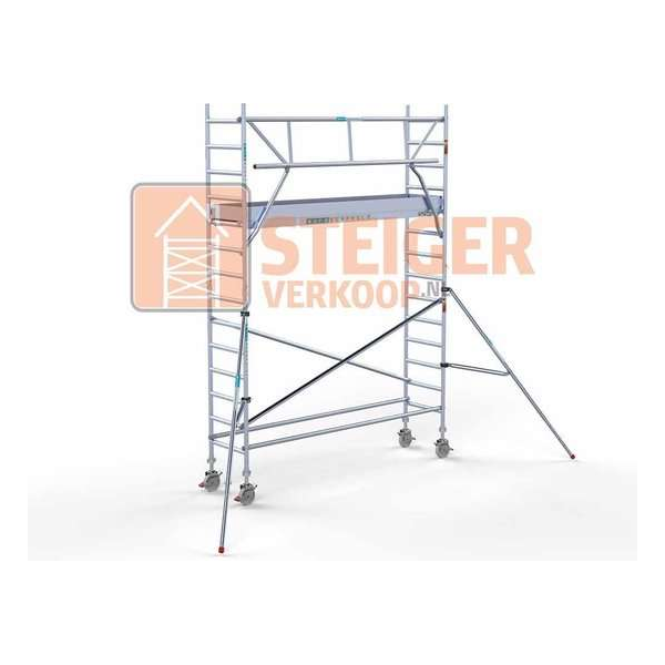 Rolsteiger Standaard 75x305 5,2m werkhoogte + enkele voorloopleuning Rolsteiger Standaard 75x305 5,2m werkhoogte + enkele voorloopleuning