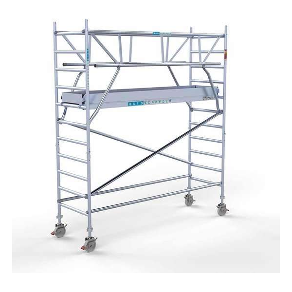 Rolsteiger Standaard 90x305 4,2m werkhoogte carbon vloer + dubbele voorloopleuning Rolsteiger Standaard 90x305 4,2m werkhoogte carbon vloer + dubbele voorloopleuning