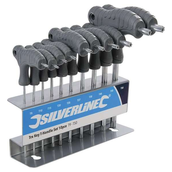 Silverline Torx Sleutels CrV met T-Handvat - T9 t/m T50 Silverline Torx Sleutels CrV met T-Handvat - T9 t/m T50