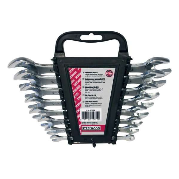 Steelwood Steeksleutelset - 8 delig - Maat 6 tot 22 mm - In houder Steelwood Steeksleutelset - 8 delig - Maat 6 tot 22 mm - In houder