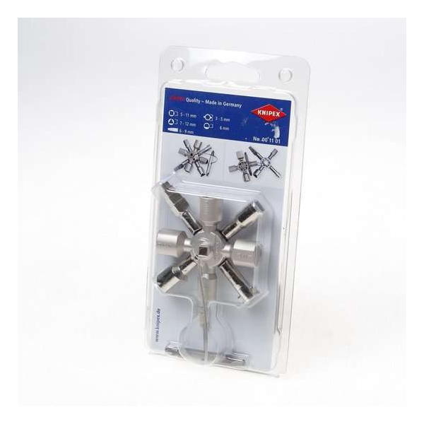 Knipex TwinKey schakelkastsleutel met 10 profielen - 001101 Knipex TwinKey schakelkastsleutel met 10 profielen - 001101