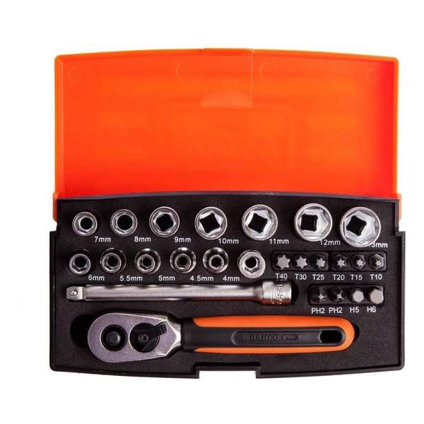 Bahco SL25 Dopsleutelset - 24-delig 1/4 - 504 gram Bahco SL25 Dopsleutelset - 24-delig 1/4 - 504 gram