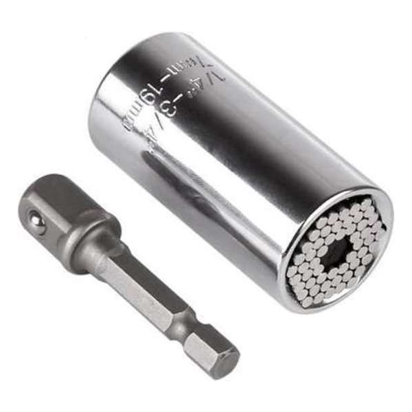 Universele dopsleutel - 7/19 mm 3-8'' inclusief boormachine adapter Universele dopsleutel - 7/19 mm 3-8'' inclusief boormachine adapter