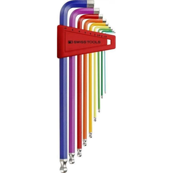 PB Swiss Tools Kogelkop-Inbussleutelset Gekleurd - PB 212.LH-10 RB - 9-delig PB Swiss Tools Kogelkop-Inbussleutelset Gekleurd - PB 212.LH-10 RB - 9-delig