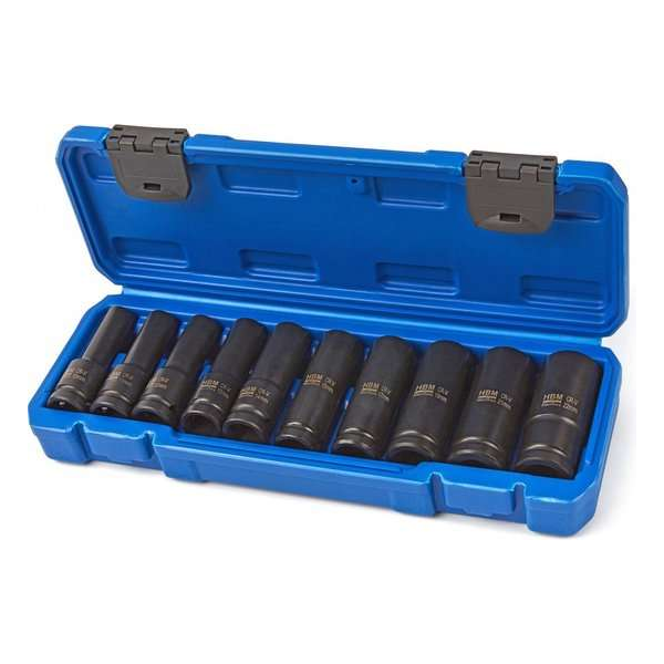10 Delige Diepe 1/2" Metrische Zeskant - Krachtdoppen Set 10 Delige Diepe 1/2" Metrische Zeskant - Krachtdoppen Set