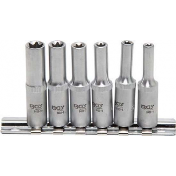 Torx doppenset lang 1/4" 6 delig - E4, E5, E6, E7, E8 en E10 -  BGS 6403