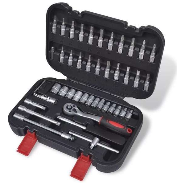 VidaXL 45-delige Doppenset 1/4 Inch - Inclusief Ratel Met Snelspanner