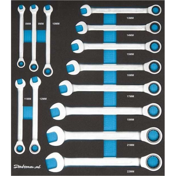 Datona® Ringratelsleutelset 13-delig in Plus softmodule Datona® Ringratelsleutelset 13-delig in Plus softmodule