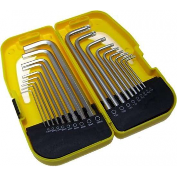 Lange Sleutel torx en inbus set sleutelset in stevige doos 18 delig Tools gereedschap