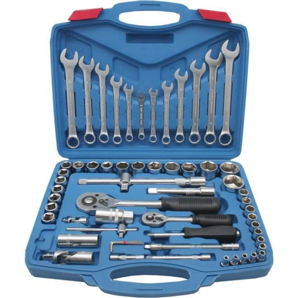 Doppendoos - Dopsleutel set 1/4" en 1/2" - 61-delig - opbergbox - gereedschap Doppendoos - Dopsleutel set 1/4" en 1/2" - 61-delig - opbergbox - gereedschap