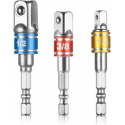 Adapterset dopsleutel – Set 3 adapters 1/4” - 3/8” - 1/2” voor schroevendraaier en boormachine