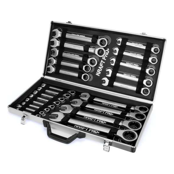 Kraft Pro+ Ring ratel set 22 delig - 72 Tandig - 6 tot 32mm - Opbergkoffer Kraft Pro+ Ring ratel set 22 delig - 72 Tandig - 6 tot 32mm - Opbergkoffer