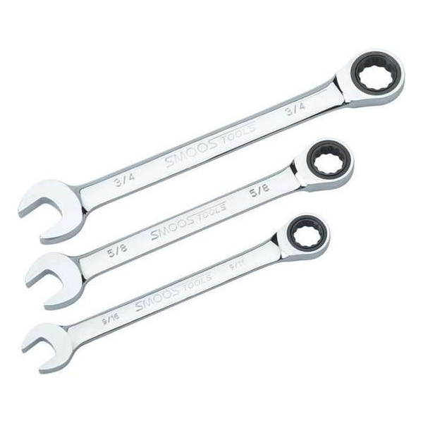 Smoos® Ringratelsleutelset met Engelse maatvoering 8-delig Smoos® Ringratelsleutelset met Engelse maatvoering 8-delig