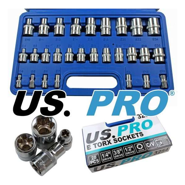 Torx uitwendig / E-torx doppenset 28-delig Torx uitwendig / E-torx doppenset 28-delig