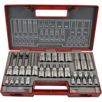 Professionele 32 Delige Torx Bit en Ster doppenset Chroom Vanadium dopsleutel bitjes in opbergkoffer