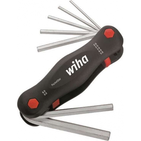 Wiha 351 PG7 7-delige Mini PocketStar Inbussleutelset - uitklapbaar model - 2-8mm Wiha 351 PG7 7-delige Mini PocketStar Inbussleutelset - uitklapbaar model - 2-8mm