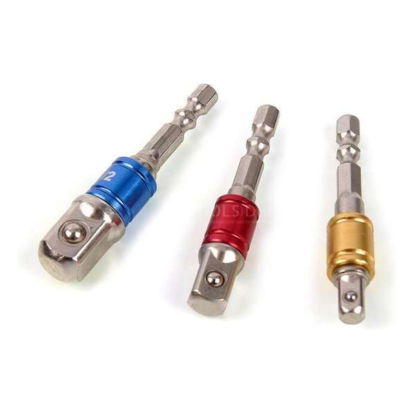 HBM Professionele 3 Delige Bit - Dop Adapterset met HEX Aansluiting HBM Professionele 3 Delige Bit - Dop Adapterset met HEX Aansluiting