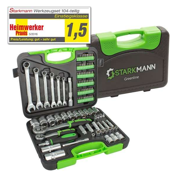 STARKMANN Premium Greenline Tools 104 delige Doppenset, bits, torx, inbus STARKMANN Premium Greenline Tools 104 delige Doppenset, bits, torx, inbus