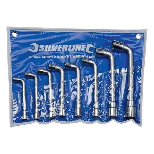 Silverline Haakse Pijpsleutel Set 8 t/m19 mm. - 8 Delig Silverline Haakse Pijpsleutel Set 8 t/m19 mm. - 8 Delig