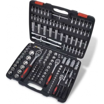 VidaXL Doppenset – Dopsleuteset - 1/4,  3/8 en 1/2 Inch - Ratel Met Snelspanner – 193 Delig