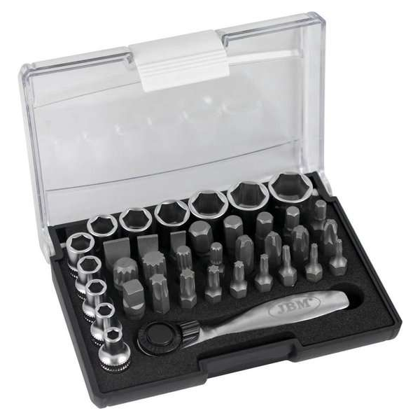 JBM Tools | Doppenset met mini ratel sleutelset | 38 Delig 1/4" JBM Tools | Doppenset met mini ratel sleutelset | 38 Delig 1/4"