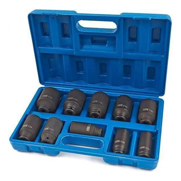 10 Delige 1/2" Krachtdoppenset Grote Maten 10 Delige 1/2" Krachtdoppenset Grote Maten