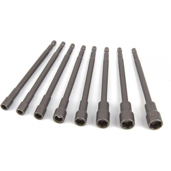 8 Delige Extra Lange 150 mm. Magnetische Dopsleutelset met HEX opname