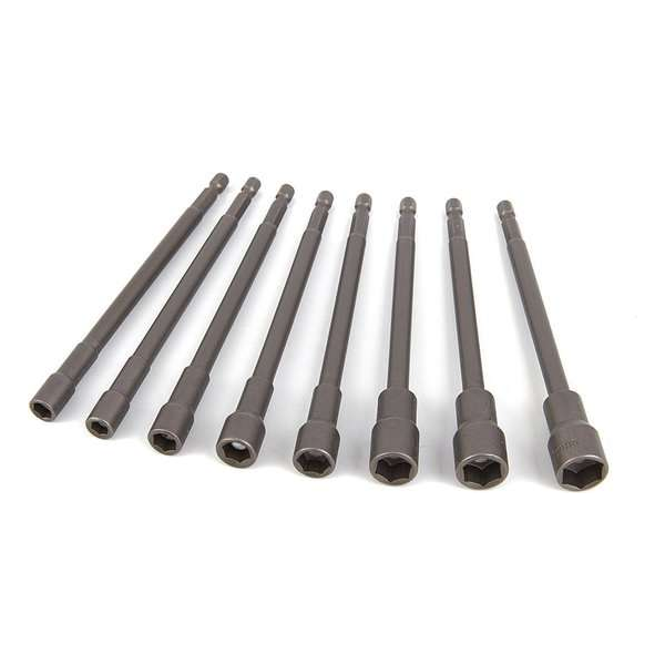 8 Delige Extra Lange 150 mm. Magnetische Dopsleutelset met HEX opname 8 Delige Extra Lange 150 mm. Magnetische Dopsleutelset met HEX opname