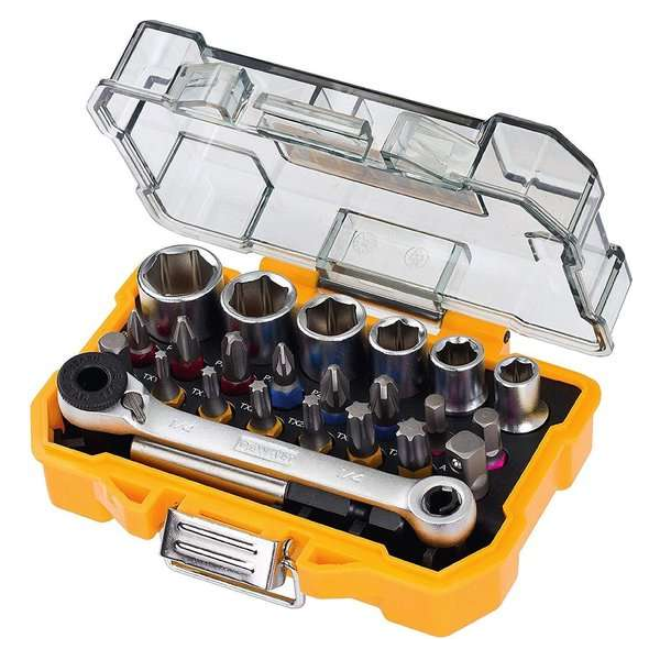 DT71516-QZ 24 delige bit en doppenset met ratel DT71516-QZ 24 delige bit en doppenset met ratel