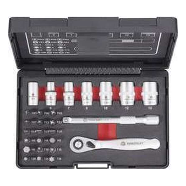 TOOLCRAFT 819263 Dopsleutelset Metrisch 1/4 (6.3 mm) 26-delig TOOLCRAFT 819263 Dopsleutelset Metrisch 1/4 (6.3 mm) 26-delig