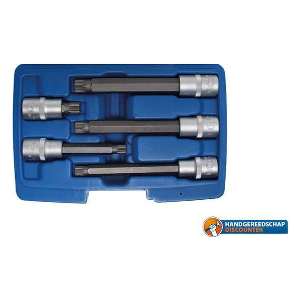 Veeltand, XZN, spline, multi-torx doppenset (M9 - M14) 1/2" 5 delig, BGS 8449 Veeltand, XZN, spline, multi-torx doppenset (M9 - M14) 1/2" 5 delig, BGS 8449