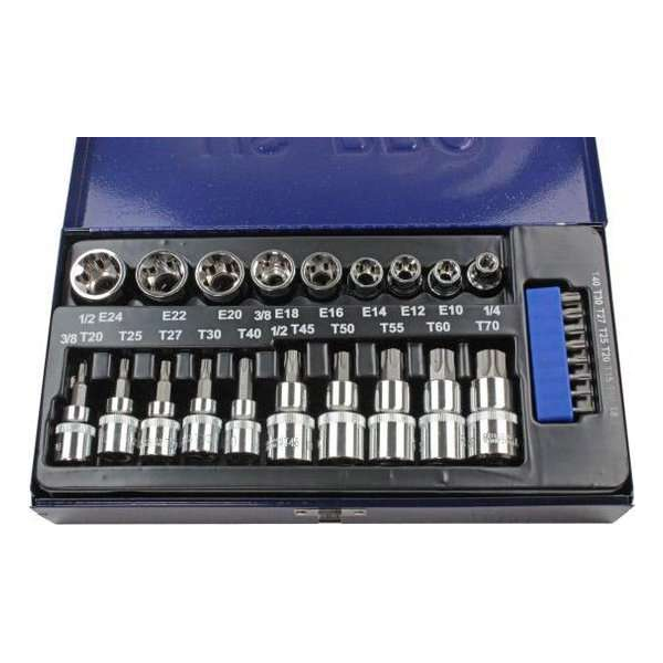 Torx doppenset inwendig en uitwendig 27-delig Torx doppenset inwendig en uitwendig 27-delig