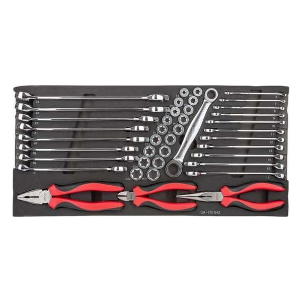 Smoos® 42-delige ring-steeksleutelset, ratelset en tangen Smoos® 42-delige ring-steeksleutelset, ratelset en tangen