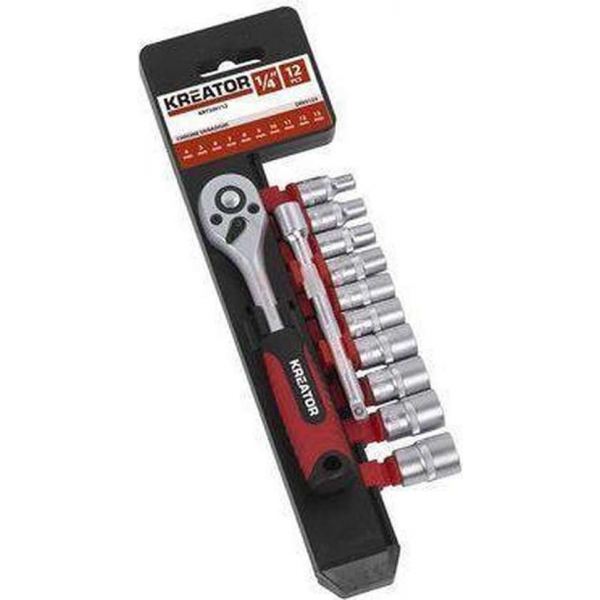 Kreator KRT500112 Dopsleutelset - 12-delige -1/4" - ratelsleutel Kreator KRT500112 Dopsleutelset - 12-delige -1/4" - ratelsleutel