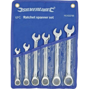 Silverline Vaste Steek-Ringratelsleutel Set 8 t/m 17 mm. - 6 Delig