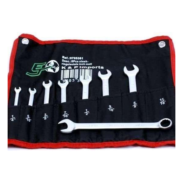 Steek/ringsleutel set 8 delig inch maten Steek/ringsleutel set 8 delig inch maten