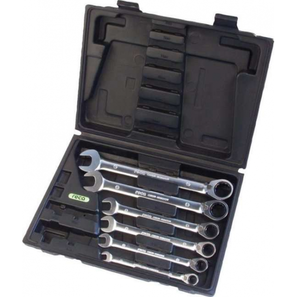 Reca Ringratel-steeksleutelset6dlg - 8-19mm - omschakelbaar Reca Ringratel-steeksleutelset6dlg - 8-19mm - omschakelbaar