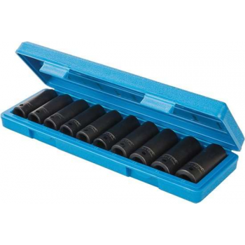 Silverline Set Diepe 1/2 Inch Metrische Zeskant-Krachtdoppen, 10 t/m 22 mm. - 10 Delig