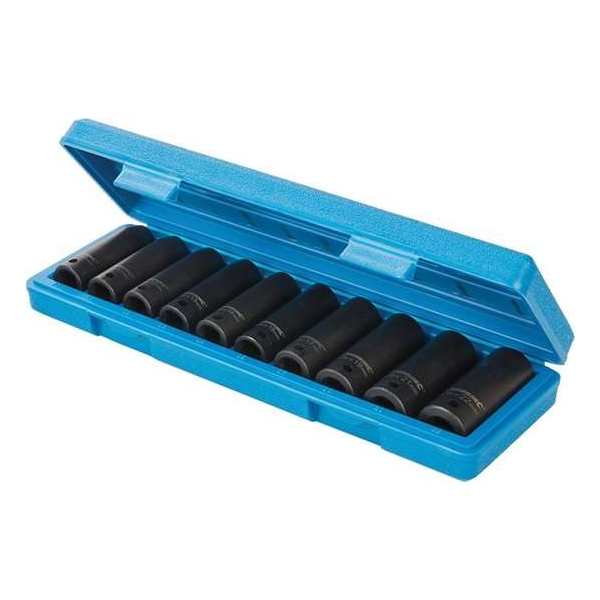 Silverline Set Diepe 1/2 Inch Metrische Zeskant-Krachtdoppen, 10 t/m 22 mm. - 10 Delig Silverline Set Diepe 1/2 Inch Metrische Zeskant-Krachtdoppen, 10 t/m 22 mm. - 10 Delig