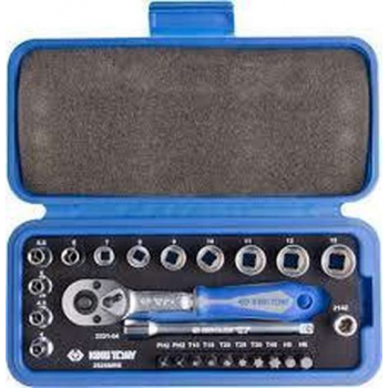 dopsleutelset 1/4" metrisch met accessoires - 25 delig