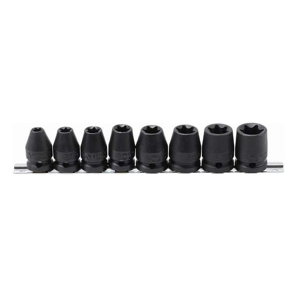 Kracht-dopsleutelset - Krachtdoppen - Krachtdop - Slagmoerdoppen E-profiel 125 mm (1/2") E10 - E24 8-delig, BGS 9779 Kracht-dopsleutelset - Krachtdoppen - Krachtdop - Slagmoerdoppen E-profiel 125 mm (1/2") E10 - E24 8-delig, BGS 9779