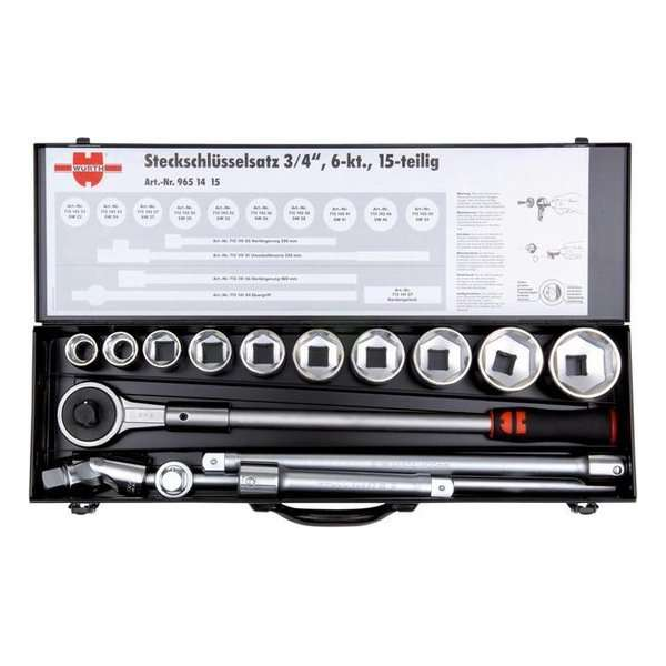 Assortiment dopsleutels 3/4 inch zeskant metrisch