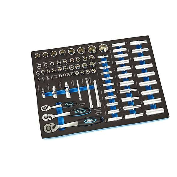 81 Delige Doppenset met Ratels Foam inlay voor Gereedschapswagen 81 Delige Doppenset met Ratels Foam inlay voor Gereedschapswagen