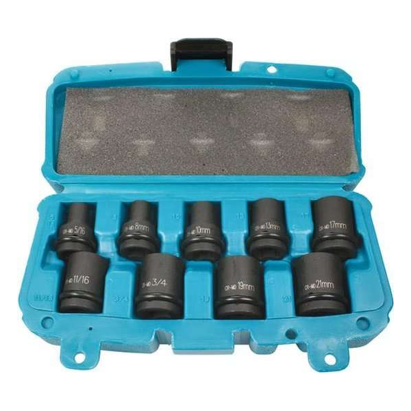 Makita P-46953 9 Delige krachtdoppenset in koffer - 1/2" Makita P-46953 9 Delige krachtdoppenset in koffer - 1/2"