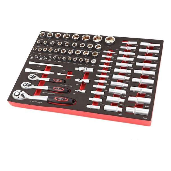 80 Delige 1/4”, 3/8" en 1/2" Doppenset Foam Inlay 80 Delige 1/4”, 3/8" en 1/2" Doppenset Foam Inlay