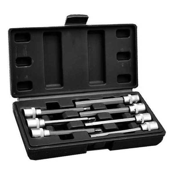 Inbus/zeskant 3/8 inch doppenset (verlengd, 7 delig) in kunststof doos Inbus/zeskant 3/8 inch doppenset (verlengd, 7 delig) in kunststof doos
