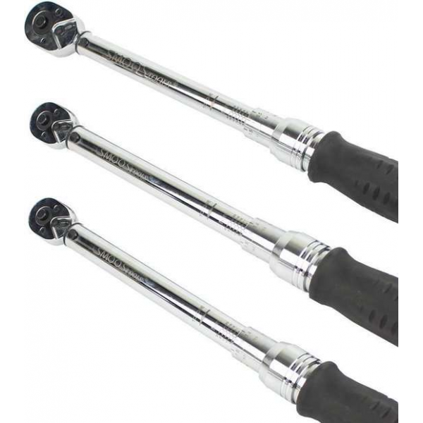 Smoos® Momentsleutel set 3-delig 2-60 Nm (¼”, ¼” ⅜”) Smoos® Momentsleutel set 3-delig 2-60 Nm (¼”, ¼” ⅜”)