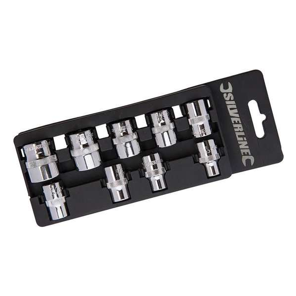 "Silverline 9-delige imperale doppen set met 3/8" aandrijving 1/4" - 3/4"" "Silverline 9-delige imperale doppen set met 3/8" aandrijving 1/4" - 3/4""
